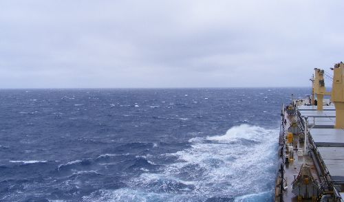 The Moku Pahu in gray North Pacific